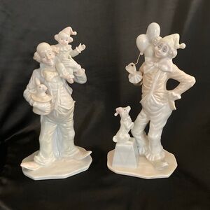 Pair of Vintage Porcelain Clown Figurines